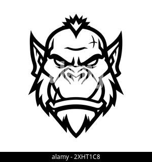 orc icon or modern line symbol. Vector line art and icon design with bold outline. Black and white Pixel Perfect minimalistic symbol isolated white ba Stock Vector