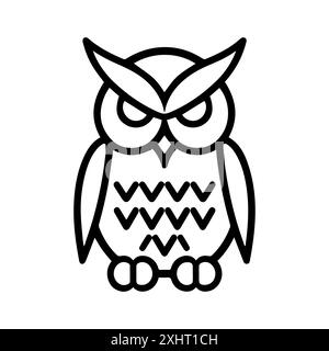 Owl icon or modern line symbol. Vector line art and icon design with bold outline. Black and white Pixel Perfect minimalistic symbol isolated white ba Stock Vector