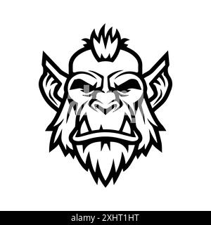 orc icon or modern line symbol. Vector line art and icon design with bold outline. Black and white Pixel Perfect minimalistic symbol isolated white ba Stock Vector