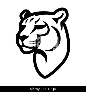 Panther icon or modern line symbol. Vector line art and icon design with bold outline. Black and white Pixel Perfect minimalistic symbol isolated whit Stock Vector