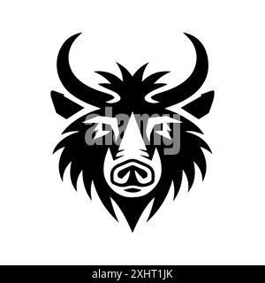 Boar icon or modern line symbol. Vector line art and icon design with bold outline. Black and white Pixel Perfect minimalistic symbol isolated white b Stock Vector