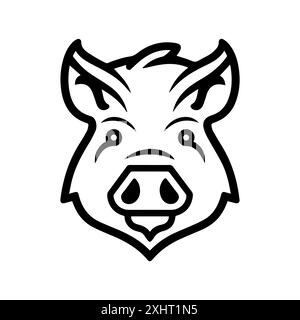Boar icon or modern line symbol. Vector line art and icon design with bold outline. Black and white Pixel Perfect minimalistic symbol isolated white b Stock Vector