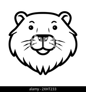 Beaver icon or modern line symbol. Vector line art and icon design with bold outline. Black and white Pixel Perfect minimalistic symbol isolated white Stock Vector