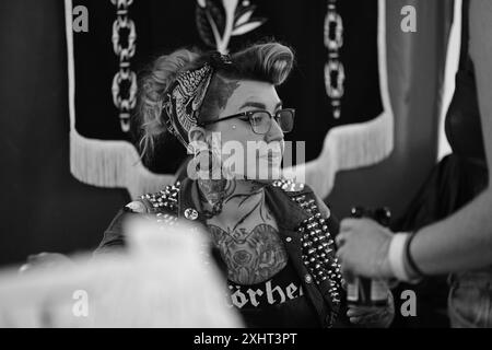 Woman at the tattoo convention in Malmö Sweden on 11 november 2023. Stock Photo