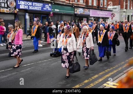 Southport, Merseyside, UK. 12th July, 2024.The Orange Lodge Parade marching through Southport. Merseyside. Stock Photo