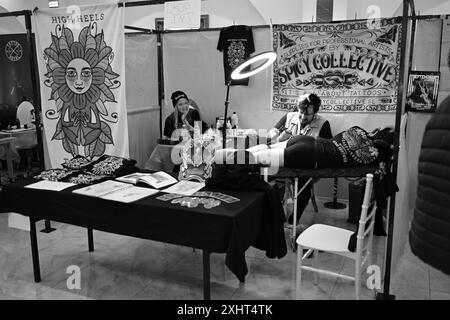 Woman at the tattoo convention in Malmö Sweden on 11 november 2023. Stock Photo