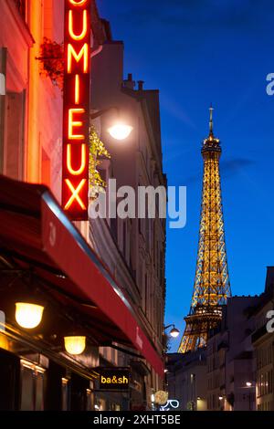 Eiffel tower, Rue Saint-Dominique, Paris, France. Stock Photo