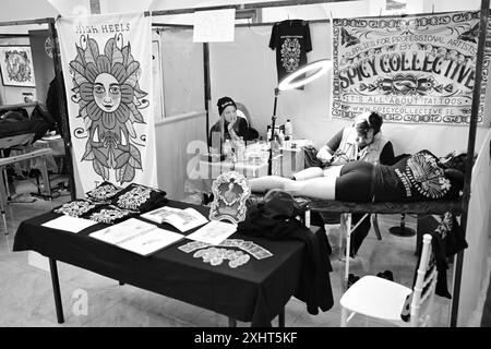 Woman at the tattoo convention in Malmö Sweden on 11 november 2023. Stock Photo