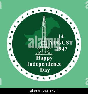 14th August Happy Independence Day Pakistan greeting design. Happy Independence Day Pakistan 14th August Stock Vector