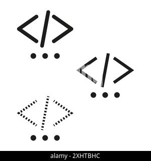 Coding icon set. Programming symbols vector. Developer code illustration. Abstract tech design. Stock Vector