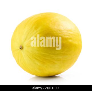 fresh ripe yellow whole melon isolated on white background Stock Photo