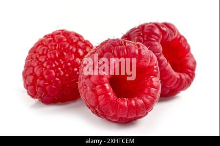 fresh ripe raspberries isolated on white background Stock Photo