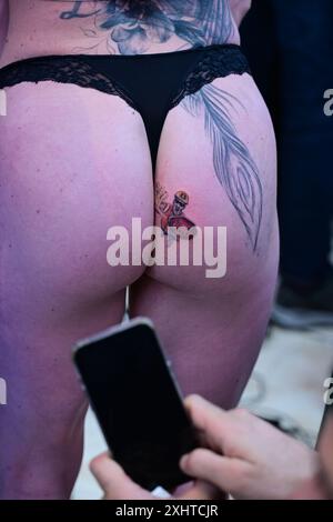 Woman at the tattoo convention in Malmö Sweden on 11 november 2023. Stock Photo