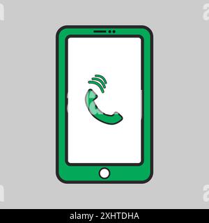 Flat telephone or mobile phone symbol Stock Vector