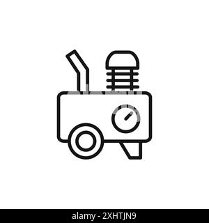 Air compressor pump icon outline collection or set in black and white Stock Vector