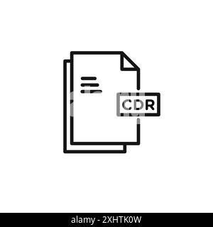 CDR file icon outline collection or set in black and white Stock Vector
