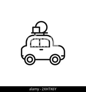 camping car icon outline collection or set in black and white Stock Vector