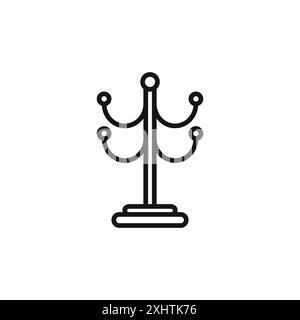 Coat Stand Icon outline collection or set in black and white Stock Vector