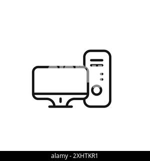 Desktop computer icon outline collection or set in black and white Stock Vector