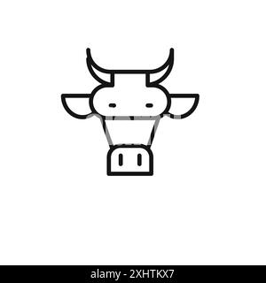 cow head icon outline collection or set in black and white Stock Vector