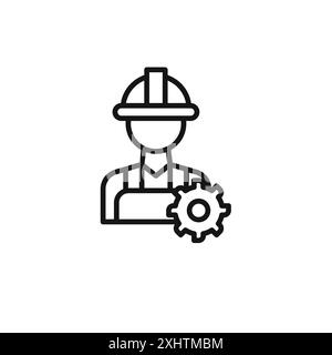 engineering service icon outline collection or set in black and white Stock Vector