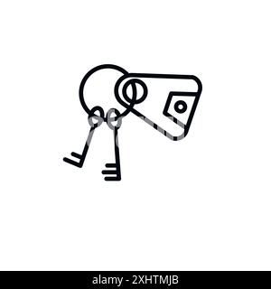 Key Chain Icon outline collection or set in black and white Stock Vector