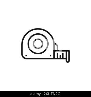 measure tape icon outline collection or set in black and white Stock Vector