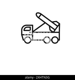 Missile Launcher icon outline collection or set in black and white Stock Vector