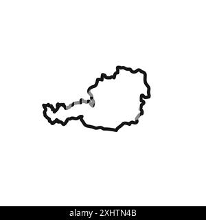map of Austria icon outline collection or set in black and white Stock Vector