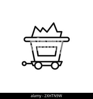 Mining Cart icon outline collection or set in black and white Stock Vector
