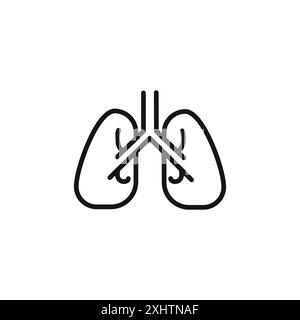 Human lungs icon set in black and white color. simple flat vector Stock ...