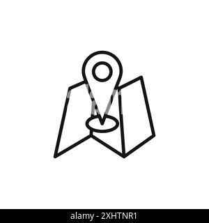 Pin on a map icon outline collection or set in black and white Stock Vector