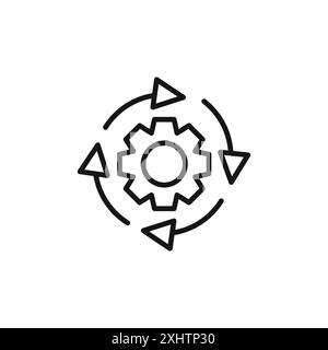 processing icon outline collection or set in black and white Stock Vector