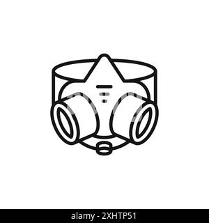 Respirator with filter cartridges icon outline collection or set in black and white Stock Vector