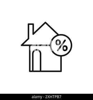 Rate for mortgage icon outline collection or set in black and white Stock Vector