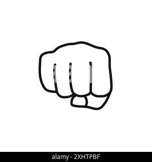 punch fist hand icon outline collection or set in black and white Stock Vector