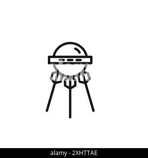 Satellite apparatus icon outline collection or set in black and white Stock Vector