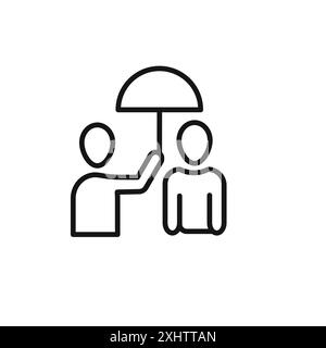 Umbrella sharing Icon outline collection or set in black and white Stock Vector