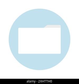 Folder icon vector. Blue circle background. Simple white design. Digital file symbol. Stock Vector