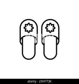 Slippers icon outline collection or set in black and white Stock Vector