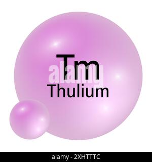 Thulium element icon. Shiny pink sphere. Tm periodic symbol. Vector illustration. Stock Vector