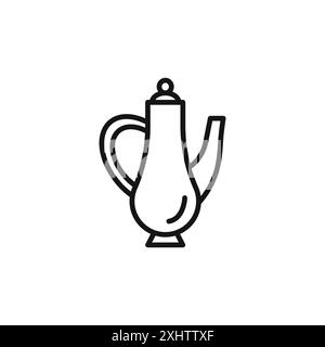 Teapot icon outline collection or set in black and white Stock Vector