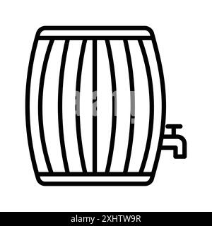 Barrel of beer icon linear logo mark set collection in black and white for web Stock Vector