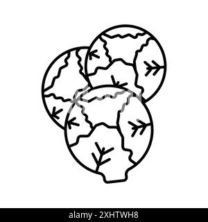Brussels sprouts Cabbage icon linear logo mark set collection in black and white for web Stock Vector