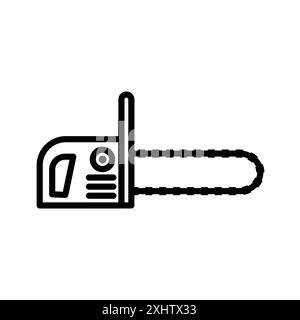 Chainsaw icon linear logo mark set collection in black and white for web Stock Vector