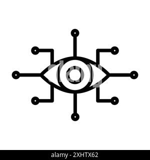 Bionic eye icon linear logo mark set collection in black and white for web Stock Vector