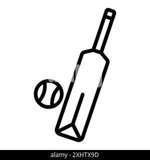Cricket Bat ball icon linear logo mark set collection in black and white for web Stock Vector