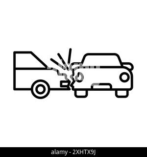 car side crash icon linear logo mark set collection in black and white for web Stock Vector