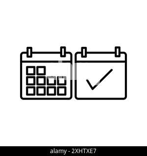 Calendar icon linear logo mark set collection in black and white for web Stock Vector
