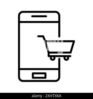 E-Business mobile icon linear logo mark set collection in black and white for web Stock Vector